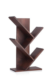 ONIJA  Wooden Teak Book Shelf with 4Layers, Dark Wooden Finish & Dark Wooden Color, Racks (Table/Floor)-Small-Set of 1